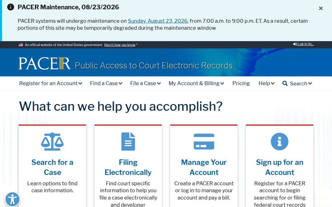 Macon County docket search context on PACER