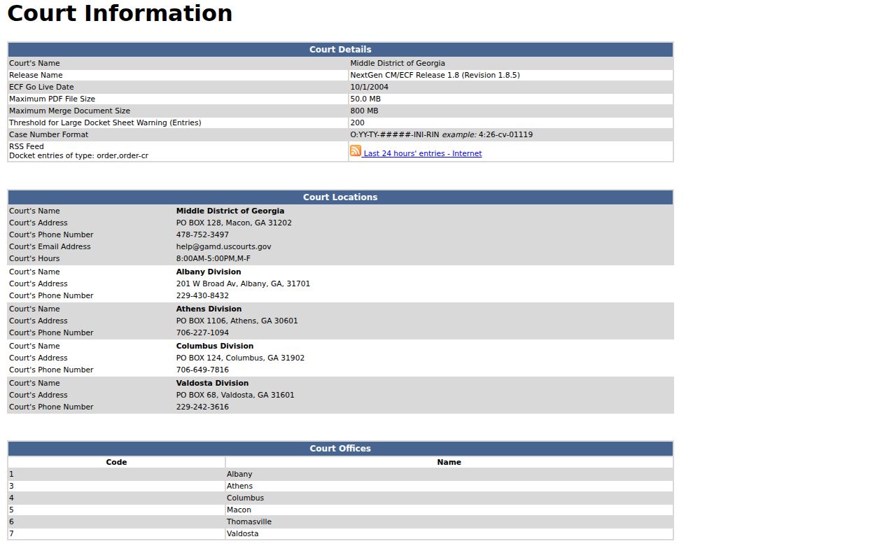 Macon County docket search comparison with federal CM ECF