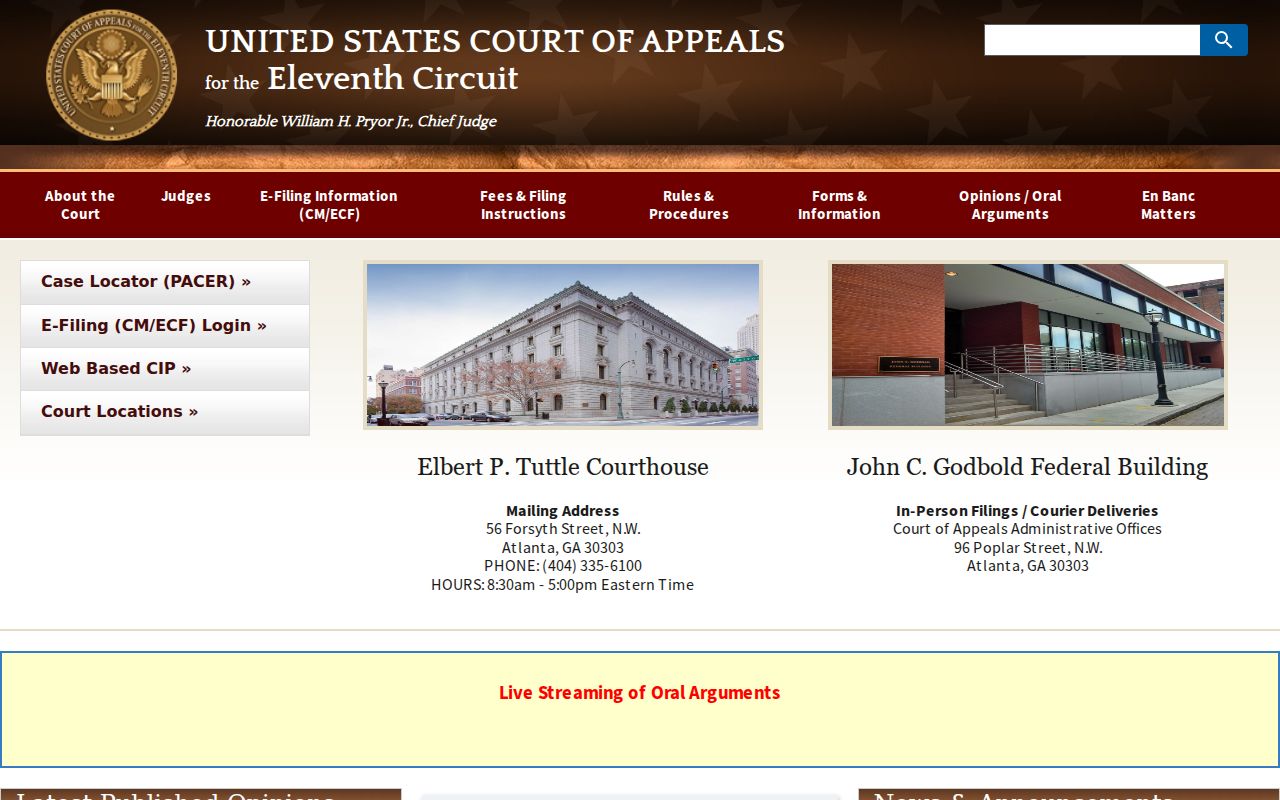 Macon County court schedule context on the Eleventh Circuit website