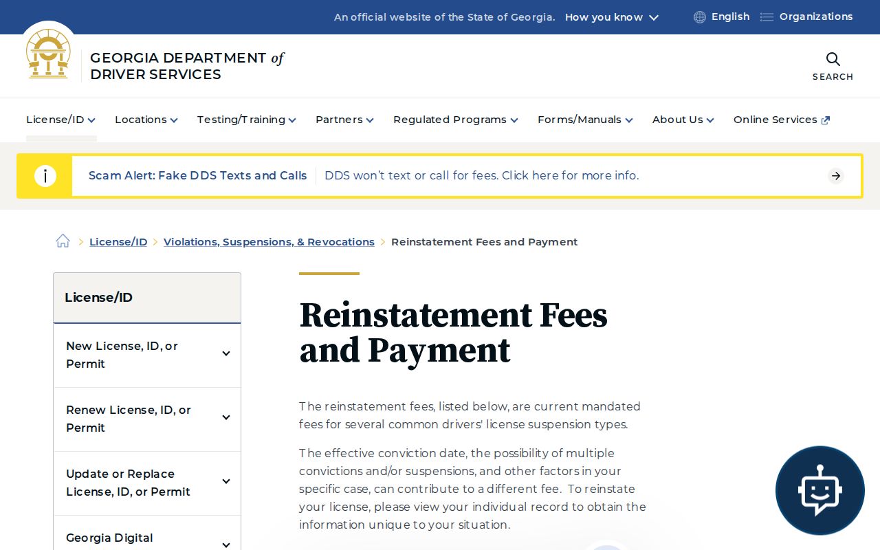 Macon County traffic court records and DDS reinstatement fees