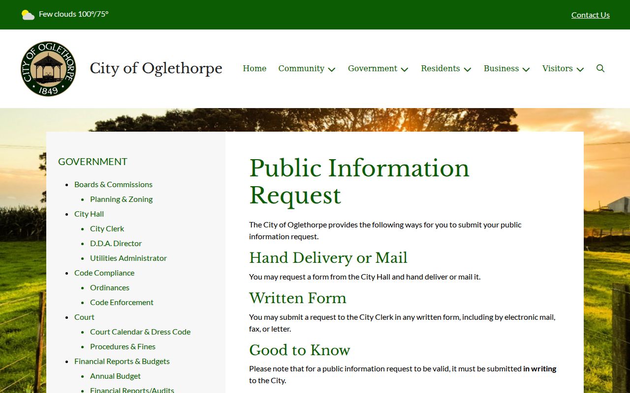 Oglethorpe court records and official written request instructions